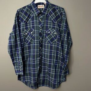 Vintage Stagecoach Western Wear Pearl Snap Shirt Mens Multi Plaid Long Sleeve